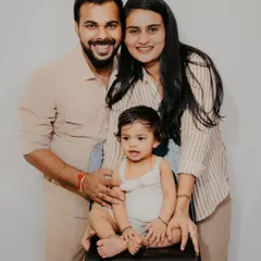 A classic studio family portrait. I guide families into comfortable poses that feel natural, creating a timeless image that documents your family's love and connection.