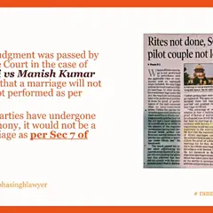 The Supreme Court, in the case of Dolly Rani vs Manish Kumar Chanchal, declared that a marriage is not valid if not performed as per customary rites.