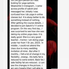 This client was not a gym person and was looking for a way to reduce belly and hip fat. She was surprised by how effective my online classes were and felt a big change in her flexibility and energy in just three months.