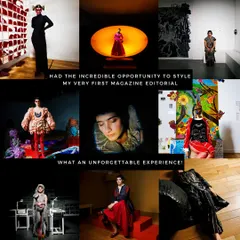 My first magazine editorial was an incredible experience in pushing creative boundaries. This collage captures the avant-garde concepts, androgynous looks, and dramatic styling that I love to bring to high-fashion shoots.