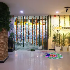 The entrance to the office, decorated with marigold garlands and a rangoli to welcome the team into the Diwali celebration. The festive mood starts right at the door.