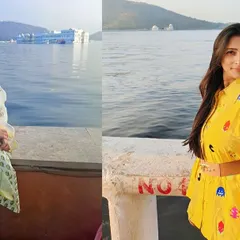 A collage from my trip to Udaipur, the city of lakes. I had a heartwarming reunion with a client whose wedding sangeet I planned a decade ago, showing the lasting bonds I build through my work.