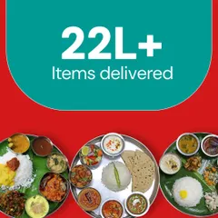 We have delivered over 2.2 million homemade items to customers across India. This image shows the variety we offer, from North Indian thalis with roti and sabzi to South Indian meals on a banana leaf.