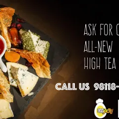 Ask about my all-new high-tea menu, which includes options like this gourmet cheese board. I pair a selection of fine cheeses with crackers, fruit preserves, and dried fruits for a sophisticated touch.