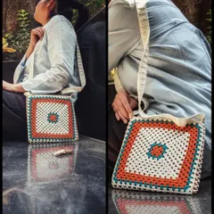 Our retro-inspired granny square sling bag is perfect for when you need something small and stylish. The vibrant color combination makes it a fun accessory for a casual outing or a coffee date.