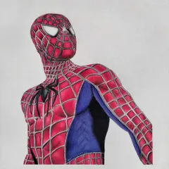 My finished colored pencil illustration of Spider-Man. I spent over 12 hours getting the texture of the suit and the dramatic lighting just right to bring this iconic hero to life on paper.