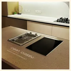 Why not have a barbecue indoors? We can integrate specialized appliances like this indoor grill right into your countertop for a clean and classy cooking experience.