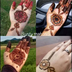 A collage showing different styles of simple yet elegant mandala and floral designs. These are great for guests or for those who prefer minimalist mehandi.