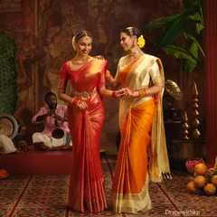A professional shoot for Pothys Sarees, featuring two distinct draping styles that complement each other beautifully. This showcases my versatility in creating looks for commercial projects.