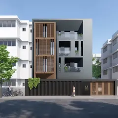 A slightly different angle of the 'Project 42' facade. This view emphasizes the clean lines and contemporary elements I used to give the residence a fresh character, designed to accommodate a multigenerational family.