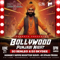 This poster is from a Bollywood Punjabi Night, a popular theme for sangeet parties and big celebrations where the energy needs to be high.