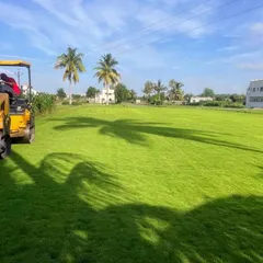 For large lawns and commercial spaces, I use professional equipment like this roller to ensure the ground is perfectly level and the grass roots establish firmly. This step is crucial for a durable, long-lasting lawn.