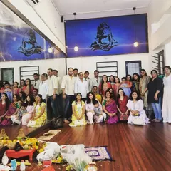 Welcome to our new place. A group photo with my wonderful students and their families at the opening puja of our new studio. It's a space filled with good energy.