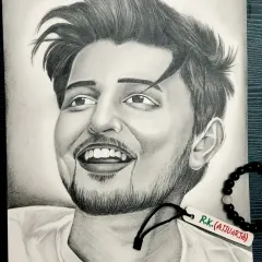 A graphite portrait of the talented singer Darshan Raval, capturing his joyful expression. This sketch was done on 200gsm paper, which is excellent for layering graphite to create depth.
