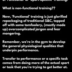 Myth: You need 'functional' or 'sport-specific' training. Fact: This is mostly repackaged S&C with fear-mongering. The gym is for building general physical qualities; the best sport-specific training is the sport itself.