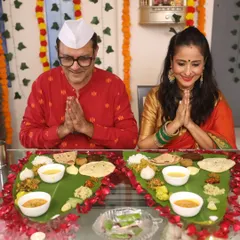 Actors Sanjeev Seth and Lataa Saberwal celebrating Ganesh Chaturthi with our traditional Pangat. It brings us joy to see families coming together to honor traditions with our food.