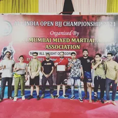 Our team at the All India Open BJJ Championship in 2021. We travel together and support our fighters every step of the way. This is what being a team is all about.