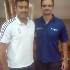 Feeling honored to stand with Mr. Carlos Barroca, the Senior Director of Basketball Operations in India, during an event in New Delhi. Collaborating with international experts helps us bring global standards to our academy.
