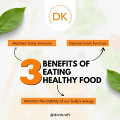What are the benefits of eating healthy food? It maintains your body's immunity, improves brain function, and provides stable energy throughout the day.