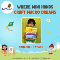 Sahasra, age 5, crafts a dreamy mountain landscape, showing how mini hands can create macro dreams.