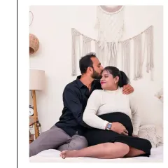 I love creating a relaxed, cozy atmosphere in my studio. This couple's portrait in our Boho-themed setup, with its natural textures and warm lighting, feels so intimate and real. It’s about capturing your connection in a space that feels like home.