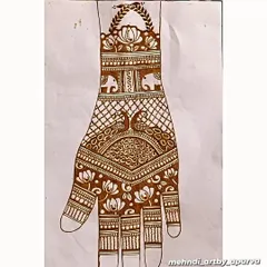 A full-hand sketch combining many of my favorite elements. I planned out the placement of peacocks, baby elephants, lotus flowers, and different fill patterns to create a cohesive design.