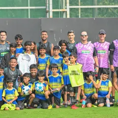 A memorable group photo of our young players with the entire NorthEast United FC squad and coaching staff. This is one of the unique experiences that our partnership offers, inspiring the next generation of footballers.