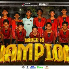 The U15 squad celebrating their championship win at the Youth Championship 2024. A result of their hard work and dedication throughout the tournament.
