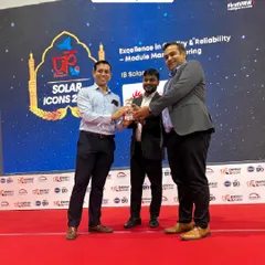 Our Director, Mr. Abhinav Mahajan, proudly accepts the "Excellence in Quality & Reliability – Module Manufacturing" award at UP Solar Icons 2025. This recognition from our industry peers reinforces our commitment to delivering best-in-class solar products.
