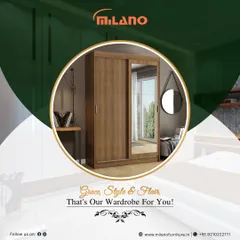 A well-designed wardrobe combines grace, style, and functionality. This sliding door wardrobe with a built-in mirror is a space-saving solution that offers generous storage while enhancing the look of the room.