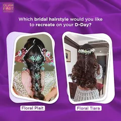 Which bridal hairstyle would you choose? A traditional floral plait or a modern floral tiara with open curls? I can create both and help you decide what best suits your look.
