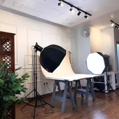 My product photography setup, complete with professional lighting and a clean white backdrop. This is where I create those crisp, eye-catching e-commerce shots.