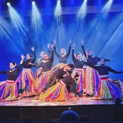 The final pose from our vibrant folk medley performance at 'Manch 2025.' This image captures the energy and spirit of the entire team after a powerful performance.