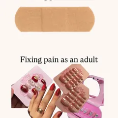 As a kid, you fixed pain with a bandage. As an adult, you fix it with good nails. This fun meme shows off my custom press-on nail sets, the perfect solution for a quick confidence boost.