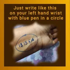 Here is a demonstration of how to apply the stress relief healing code. You just need to write 13 13 514 in a circle on your left wrist using a blue pen.