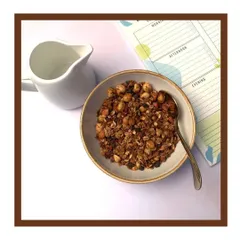 A healthy and delicious start to the day. This is my signature breakfast trail mix, a perfect addition to any wellness-focused hamper or for your 3 pm snack cravings.