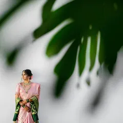 Another artistic take on a bridal portrait. I used the large leaf shadow to create a minimal and modern composition, with the stunning bride, Srushti, as the beautiful focal point.
