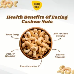 Here are some of the amazing health benefits of eating my cashew nuts. They boost energy, are great for skin and hair, and are ideal for a low-carb diet. It's a tasty way to stay healthy.