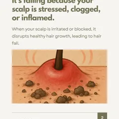 If your hair is falling, it's often because your scalp is stressed, clogged with product buildup, or inflamed. This irritation disrupts the healthy growth cycle.