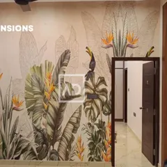 A custom-printed tropical mural transforms this wall into a piece of art. I handle the entire process, from printing your chosen design to the final precise installation, ensuring a seamless and impactful result.
