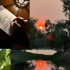 A Pondicherry sunset over the water, captured while sketching for the first time in ages.