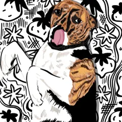 This is a memorial portrait for a beloved dog named Strawberry. I create these with extra care and gentleness to honor the light they brought into our lives.