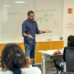 Here I am at Yahoo India, explaining the plan for our Art Bot workshop. It was a day filled with laughter, teamwork, and incredible creativity from both kids and parents.