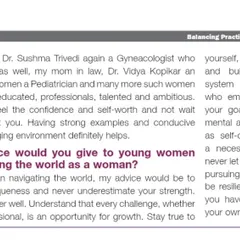 A snippet from my article in the Aestheticians Journal. I shared advice for young women navigating the world, emphasizing the importance of staying true to yourself, trusting your instincts, and building a strong support system.