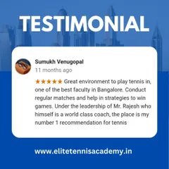 Another version of a happy client's testimonial. We consistently receive positive feedback on our faculty, match-play opportunities, and the overall quality of our tennis facility.
