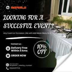 Planning an event? I am here to help make it a success with delicious food and professional service. This graphic highlights a special discount offer for new event bookings.