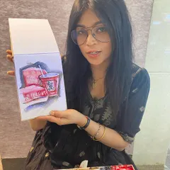 Here I am with my quick watercolor sketch of a KFC meal. It's fun to document these little moments of life with my sketchbook and paints.