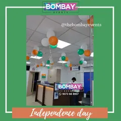 Here’s a simple yet effective way I bring festive spirit into a professional environment. For this Yes Bank branch, I used floating tricolor balloons to celebrate Independence Day without disrupting the workspace.