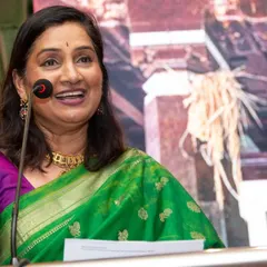 Co-founder Gayathri Shetty speaking at the book launch. She shared the journey behind the creation of the book and her personal connection to the ancestral homes documented within its pages.