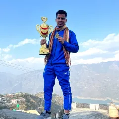 The reward for all the sweat and sacrifice. One of my fighters, Rahul Singh, after winning the Elite Men Uttarakhand Senior Boxing Championship. We don't just compete; we aim for the top.